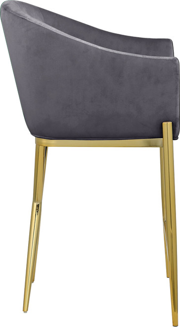 867Grey-C Xavier Collection Velvet Upholstered Counter Stool with Sturdy Gold Metal Legs, Grey, 23.5" W x 22.5" D x 38" H