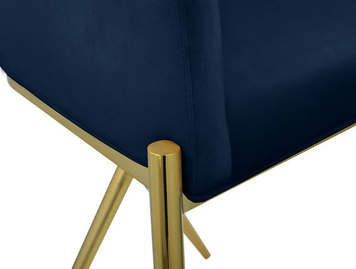 867Navy-C Xavier Collection Velvet Upholstered Counter Stool with Sturdy Gold Metal Legs, Navy, 23.5" W x 22.5" D x 38" H