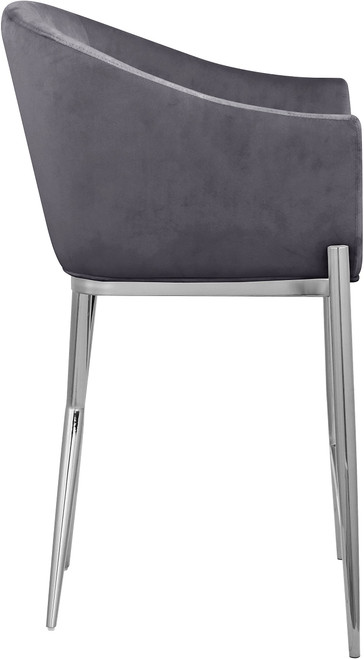 866Grey-C Xavier Collection Velvet Upholstered Counter Stool with Sturdy Chrome Metal Legs, Grey, 23.5" W x 22.5" D x 38" H
