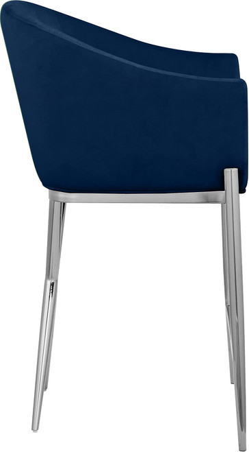 866Navy-C Xavier Collection Velvet Upholstered Counter Stool with Sturdy Chrome Metal Legs, Navy, 23.5" W x 22.5" D x 38" H