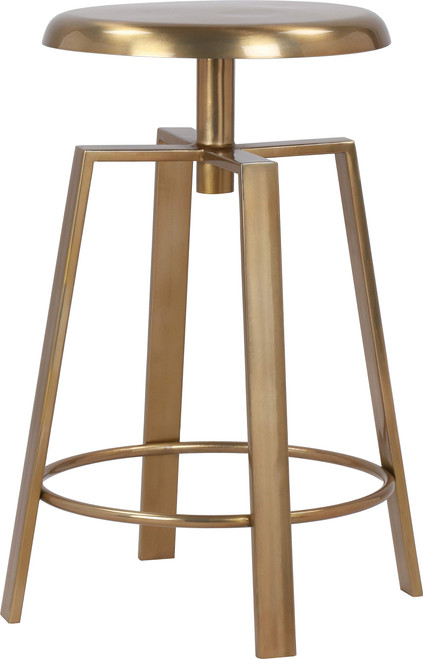 936Gold Lang Collection Modern | Contemporary Adjustable Bar | Counter Stool with Sturdy Iron Base, Gold, 17" W x 17" D x 24" H
