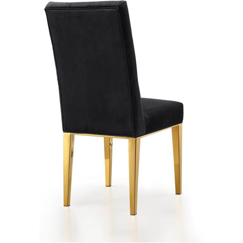 Velvet Dining Chair, Set of 2, Black
