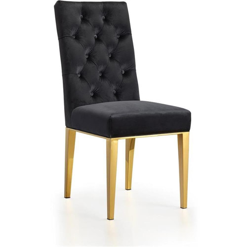 Velvet Dining Chair, Set of 2, Black