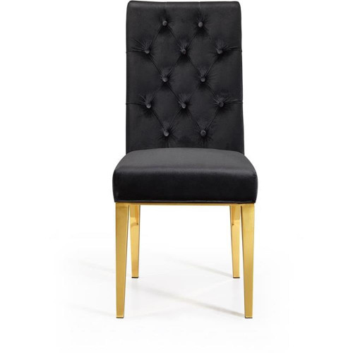 Velvet Dining Chair, Set of 2, Black