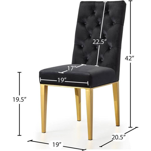 Velvet Dining Chair, Set of 2, Black