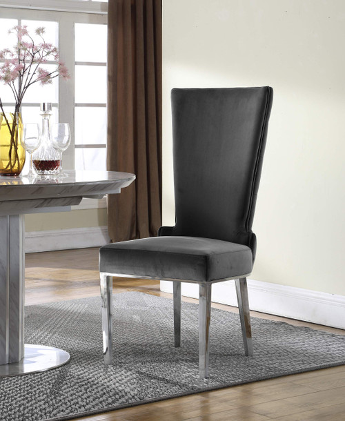 20" H Velvet Dining Chair in Gray (Set of 2)