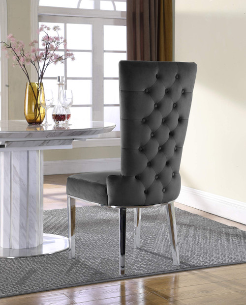 20" H Velvet Dining Chair in Gray (Set of 2)