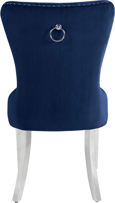 19.5" H Velvet Dining Chair in Navy (Set of 2)