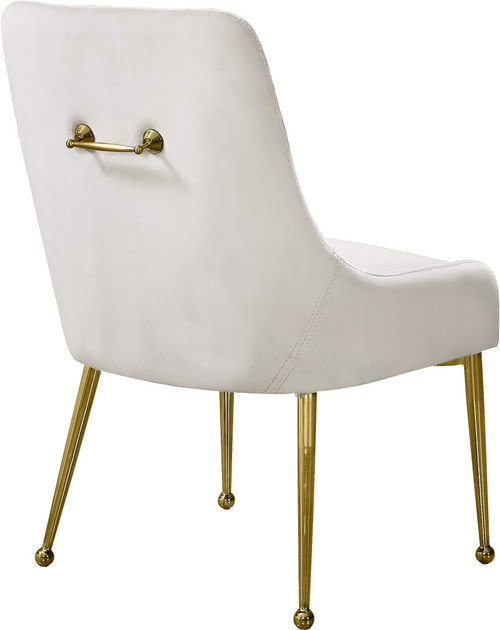 Velvet Upholstered Dining Chair with Polished Gold Legs, Set of 2, 24" W x 21" D x 34.5" H, Cream