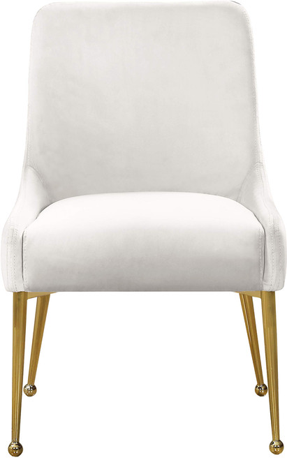 Velvet Upholstered Dining Chair with Polished Gold Legs, Set of 2, 24" W x 21" D x 34.5" H, Cream