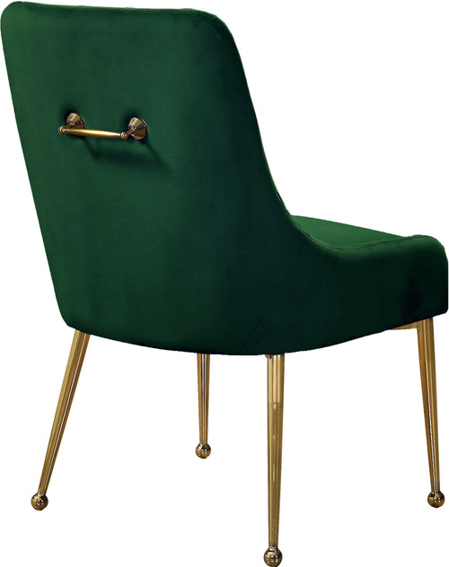 Velvet Upholstered Dining Chair with Polished Gold Legs, Set of 2, 24" W x 21" D x 34.5" H, Green