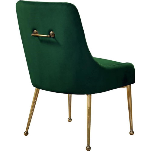 Velvet Upholstered Dining Chair with Polished Gold Legs, Set of 2, 24" W x 21" D x 34.5" H, Green
