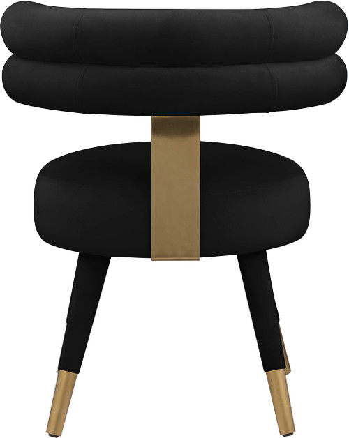 Velvet Upholstered Dining Chair with Deep Channel Tufted Back, Set of 2, Black, 24.5" W x 22" D x 32.5" H
