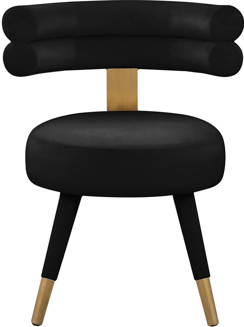 Velvet Upholstered Dining Chair with Deep Channel Tufted Back, Set of 2, Black, 24.5" W x 22" D x 32.5" H