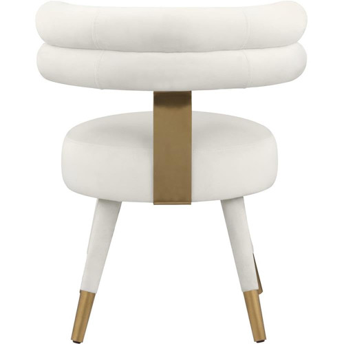 Velvet Upholstered Dining Chair with Deep Channel Tufted Back, Set of 2, Cream, 24.5" W x 22" D x 32.5" H
