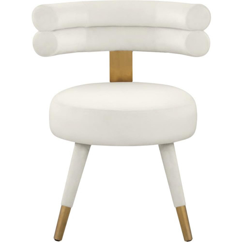 Velvet Upholstered Dining Chair with Deep Channel Tufted Back, Set of 2, Cream, 24.5" W x 22" D x 32.5" H