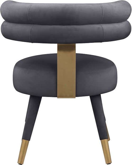 Velvet Upholstered Dining Chair with Deep Channel Tufted Back, Set of 2, Grey, 24.5" W x 22" D x 32.5" H