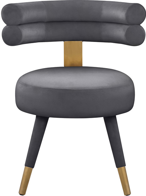Velvet Upholstered Dining Chair with Deep Channel Tufted Back, Set of 2, Grey, 24.5" W x 22" D x 32.5" H