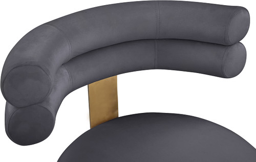 Velvet Upholstered Dining Chair with Deep Channel Tufted Back, Set of 2, Grey, 24.5" W x 22" D x 32.5" H