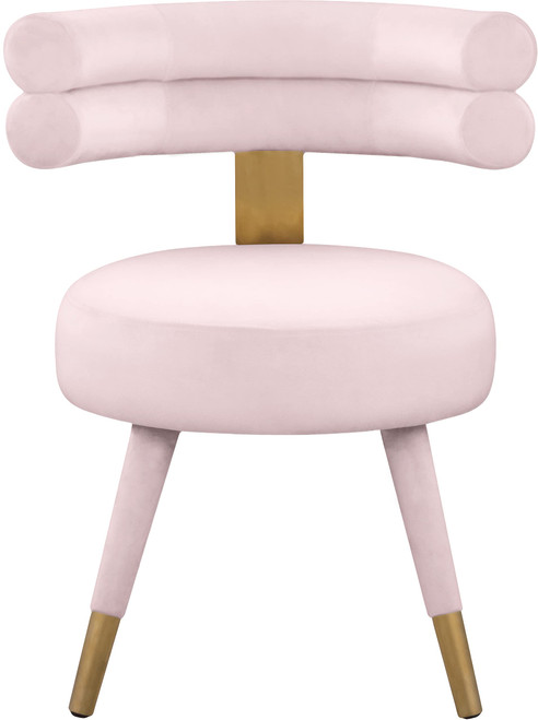 Velvet Upholstered Dining Chair with Deep Channel Tufted Back, Set of 2, Pink, 24.5" W x 22" D x 29.5" H