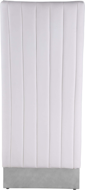 Dining Chair with Channel Tufted Back and Sturdy Metal Legs, Set of 2, White Faux Leather Upholstered, 19.5" W x 27" D x 42" H