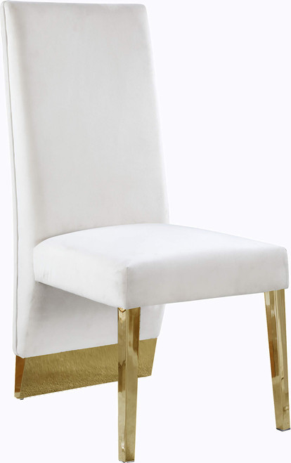 Dining Chair with Deep Channel Tufted Back and Sturdy Metal Legs, Set of 2, 19.5" W x 27" D x 42" H, Cream Velvet Upholstered