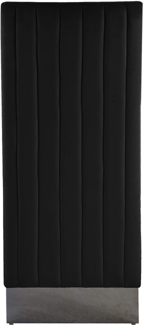 Dining Chair with Luxurious Black Velvet, Chrome Metal Legs, Channel Tufted Back, 19.5" W x 27" D x 42" H, Black, Set of 2