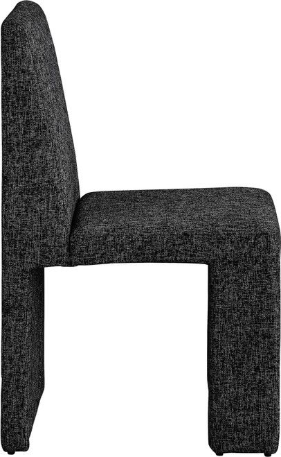 Art Deco Dining Chair with Rich Black Linen Textured Fabric Upholstery, Fabric with Weave, Iron Inner Frame, 18.5" W x 22.5" D x 35" H, Black, Set of 2