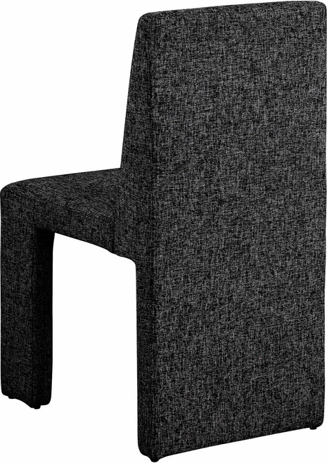 Art Deco Dining Chair with Rich Black Linen Textured Fabric Upholstery, Fabric with Weave, Iron Inner Frame, 18.5" W x 22.5" D x 35" H, Black, Set of 2