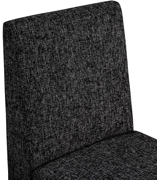 Art Deco Dining Chair with Rich Black Linen Textured Fabric Upholstery, Fabric with Weave, Iron Inner Frame, 18.5" W x 22.5" D x 35" H, Black, Set of 2