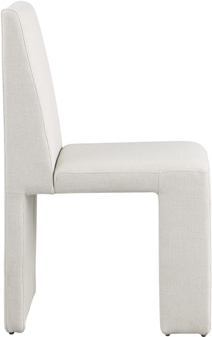 Art Deco Dining Chair with Rich Cream Linen Textured Fabric Upholstery, Fabric with Weave, Iron Inner Frame, 18.5" W x 22.5" D x 35" H, Cream, Set of 2