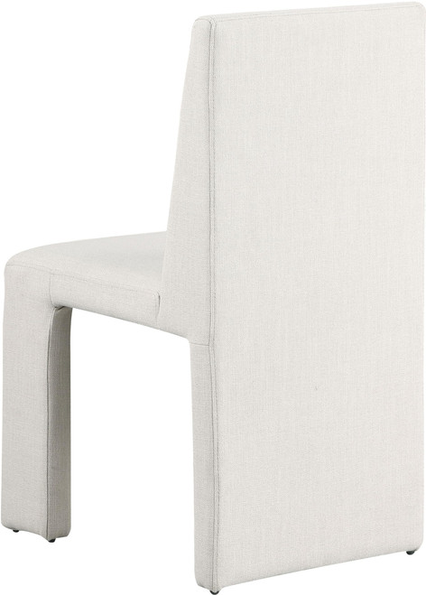 Art Deco Dining Chair with Rich Cream Linen Textured Fabric Upholstery, Fabric with Weave, Iron Inner Frame, 18.5" W x 22.5" D x 35" H, Cream, Set of 2
