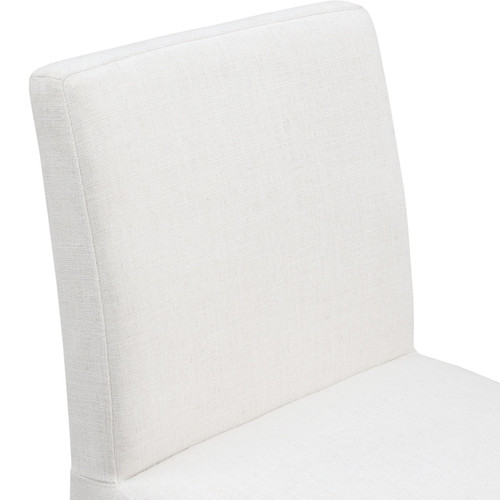 Art Deco Dining Chair with Rich Cream Linen Textured Fabric with Weave, Arched Iron Inner Frame, 18.5" W x 23.5" D x 33" H, Cream, Set of 2