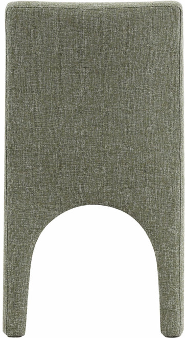 Art Deco Dining Chair with Rich Green Linen Textured Fabric with Weave, Arched Iron Inner Frame, 18.5" W x 23.5" D x 33" H, Green, Set of 2