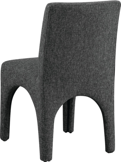 Art Deco Dining Chair with Rich Black Linen Textured Fabric with Weave, Arched Iron Inner Frame, 18.5" W x 23.5" D x 33" H, Black, Set of 2