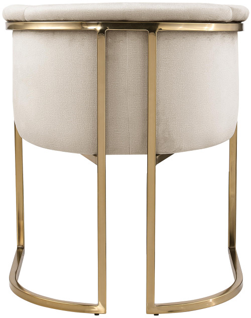 Upholstered Dining Chair with Luxurious Cream Velvet, Brushed Brass Finish, Iron Metal Frame, 24.5" W x 22" D x 29.5" H, Cream