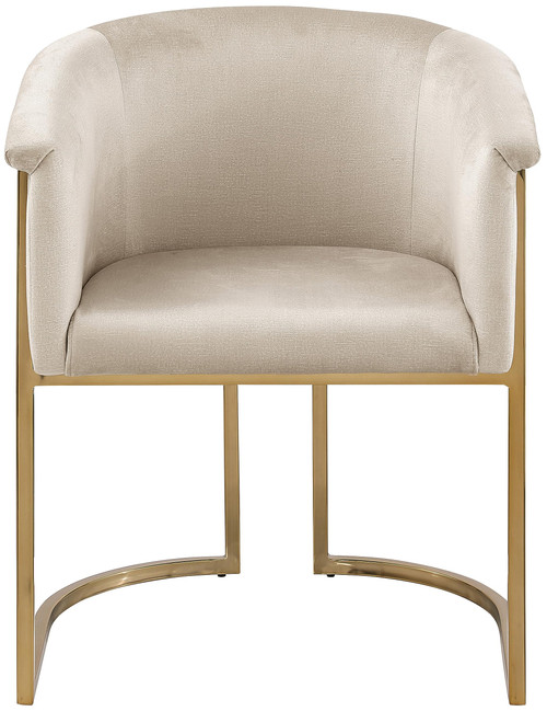 Upholstered Dining Chair with Luxurious Cream Velvet, Brushed Brass Finish, Iron Metal Frame, 24.5" W x 22" D x 29.5" H, Cream