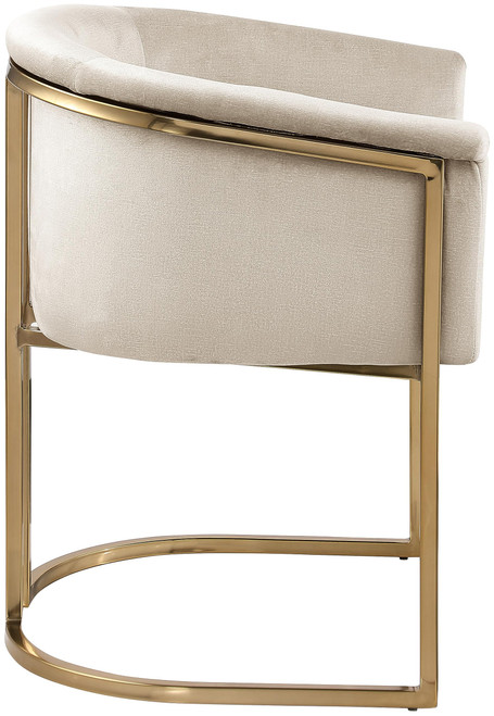 Upholstered Dining Chair with Luxurious Cream Velvet, Brushed Brass Finish, Iron Metal Frame, 24.5" W x 22" D x 29.5" H, Cream