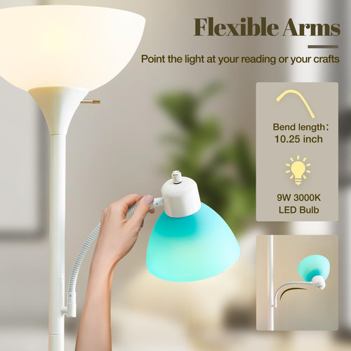 White Floor Lamp, 72" Tall Standing Floor Lamp with 5 Replace Lampshades