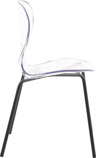 Lucite Polycarbonate Stackable Dining Chair with Sturdy Metal Legs, Set of 2, 19.5" W x 19" D x 32.5" H, Matte Black Finish