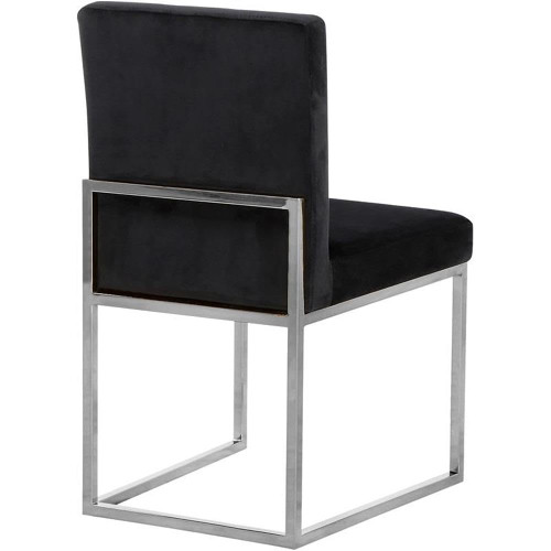 Velvet Upholstered Dining Chair with Durable Metal Base, Set of 2, 18" W x 22" D x 32" H, Black