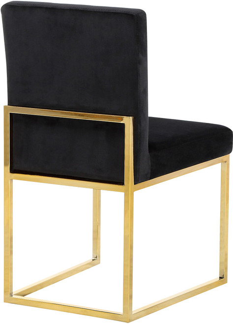 Velvet Upholstered Dining Chair with Durable Metal Base, Set of 2, 18" W x 22" D x 32" H, Black