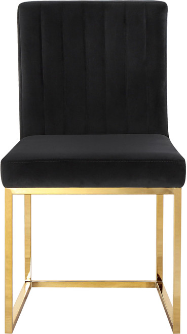 Velvet Upholstered Dining Chair with Durable Metal Base, Set of 2, 18" W x 22" D x 32" H, Black