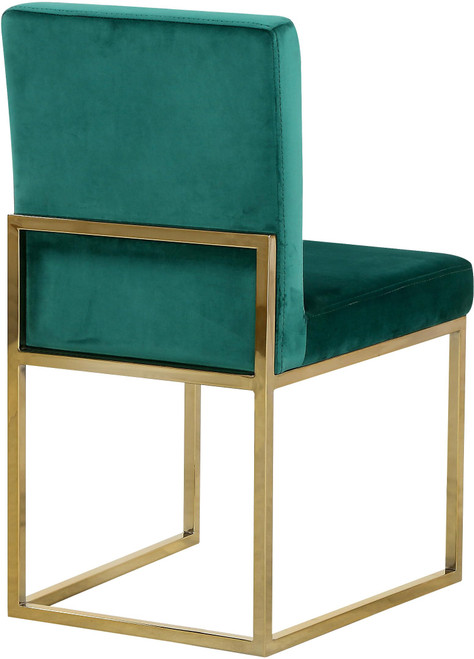 Velvet Upholstered Dining Chair with Durable Metal Base, Set of 2, 18" W x 22" D x 32" H, Green