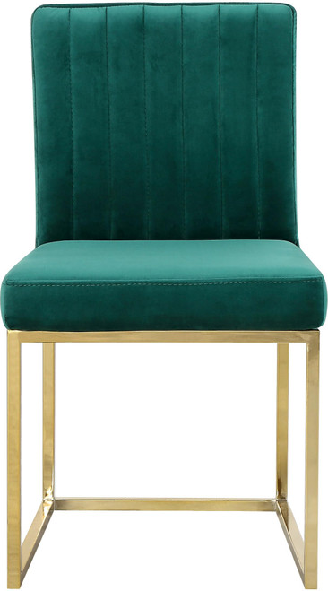 Velvet Upholstered Dining Chair with Durable Metal Base, Set of 2, 18" W x 22" D x 32" H, Green