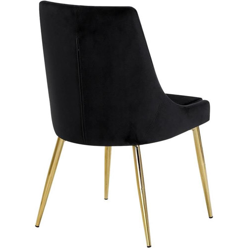 Velvet Upholstered Dining Chair with Sturdy Metal Legs, Set of 2, 19.5" W x 21.5" D x 33.5" H, Black