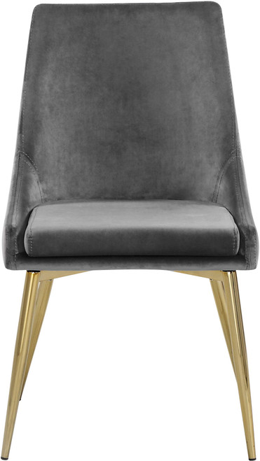 Velvet Upholstered Dining Chair with Sturdy Metal Legs, Set of 2, 19.5" W x 21.5" D x 33.5" H, Grey