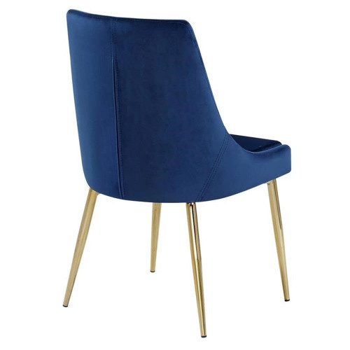 Velvet Upholstered Dining Chair with Sturdy Metal Legs, Set of 2, 19.5" W x 21.5" D x 33.5" H, Navy