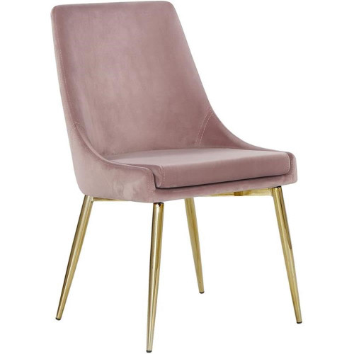 Velvet Upholstered Dining Chair with Sturdy Metal Legs, Set of 2, 19.5" W x 21.5" D x 33.5" H, Pink