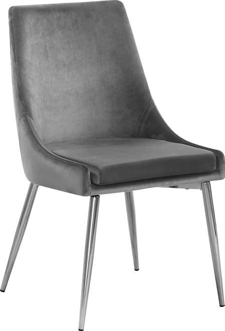 Velvet Upholstered Dining Chair with Sturdy Metal Legs, Set of 2, 19.5" W x 21.5" D x 33.5" H, Grey